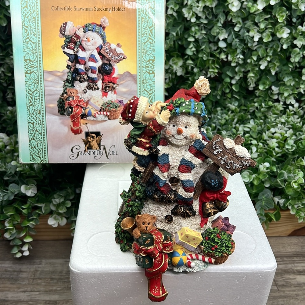 Grandeur Noel Snowman Christmas Stocking Holder New In Box
